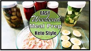 Meal Prep  Keto Low Carb Friendly  Refrigerator Pickles Salsa Ham Salad Deviled Eggs [upl. by Teena]