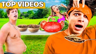 Most Viral Eating Challenges wFriends  Brent Rivera [upl. by Anatlus]