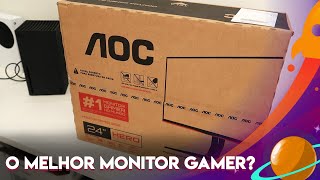 MONITOR GAMER BARATO E BOM AOC HERO 24G2 COM 144HZ 1MS E AMD FREESYNC UNBOXING COMPLETO [upl. by Atteyram]