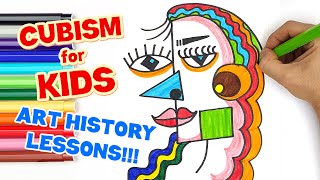 CUBISM FOR KIDS  ART HISTORY LESSONS WHO IS PABLO PICASSO [upl. by Glennon635]