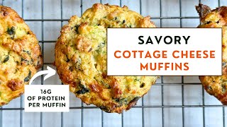 HIGH PROTEIN HIGH FIBER Savory Cottage Cheese Muffins [upl. by Enilekaj]