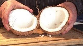 How to crack open a fresh coconut quickly and easily with tools that everybody owns [upl. by Forrest716]