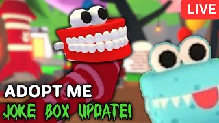 🛑 ADOPT ME JOKE BOX UPDATE LIVE GIVEAWAYS  FREE PETS 🛑 [upl. by Yelkrab]