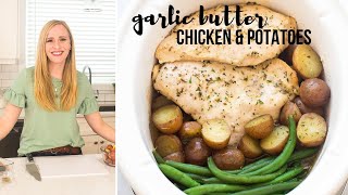 Garlic Butter Crockpot Chicken and Potatoes  The Recipe Rebel [upl. by Novihs]