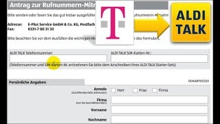 ☎️ Rufnummermitnahme Aldi Talk  Telekom TMobile Formular Anmeldung [upl. by Oznecniv432]