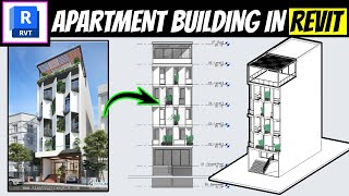 Modern Residential Building Facade in Revit Tutorial [upl. by Girvin]