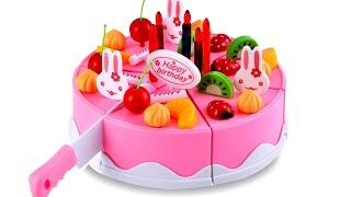 Pretend Play For Kids Toy Cutting Velcro Fruit Birthday Cake Plastic Playsetsby Unbox Me [upl. by Davidoff]