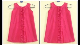 Baby Frock With Ruffle  Cutting And Stitching  Easy DIY [upl. by Thanos]