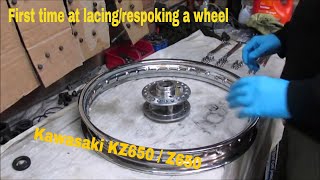 Kawasaki KZ650Z650 B1 1977  LacingRespoking the Front Wheel  part 26 [upl. by Asehr]