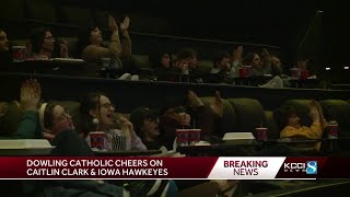 Dowling Catholic cheers on Caitlin Clark Hawkeyes in Elite Eight matchup [upl. by Aniratac301]