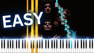 Bohemian Rhapsody Queen  EASY Piano Tutorial SHEET MUSIC [upl. by Ahsemaj]