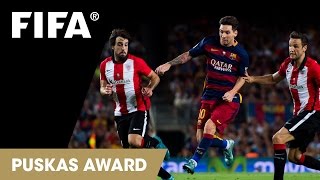 Lionel Messi goal  FIFA Puskas Award 2015 Nominee [upl. by Ymerej]