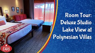 Room Tour of Disneys Polynesian Villas Resort Deluxe Studio Room with a Lake View DVC [upl. by Zere]