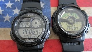 Casio AE1000W1AVEF  AE1100W1BVEF Digital Watch Comparison Review [upl. by Capwell631]