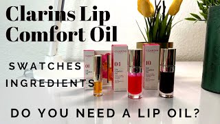 CLARINS LIP OIL REVIEW amp SWATCHES  DIFFERENCE TO LIPGLOSS LIP BALM  SENSITIVE DRY LIPS [upl. by Annecorinne]