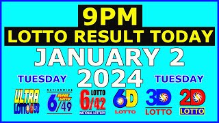 9pm Lotto Result Today January 2 2024 Tuesday [upl. by Ahseikan]