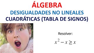 132 ÁLGEBRA Desigualdades no lineales cuadráticas tabla de signos [upl. by Nyrem469]