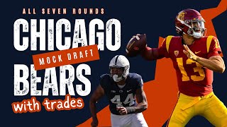 Chicago Bears Complete 7 Round Mock Draft with trades nfl nfldraft football [upl. by Azelea]