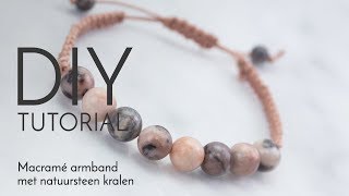 Sieraden maken met Kralenwinkel Online  Macramé armband met natuursteen [upl. by Relyuhcs]