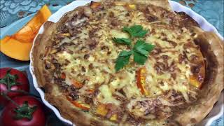 Herzhafte Kürbistarte  Superleckere Kürbis Quiche mit Käse ⚠️ Achtung mega lecker [upl. by Phebe29]