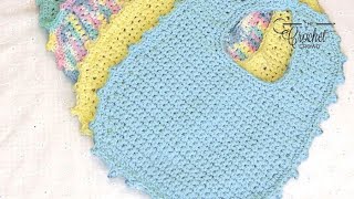 Crochet Baby Bib  EASY  The Crochet Crowd [upl. by Kloman]