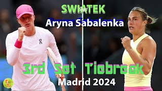 Iga Swiatek vs Aryna Sabalenka Match Tiebreak and Stats  Madrid 2024 Final [upl. by Aleda]