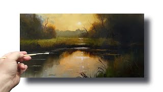 Paint a Landscape for beginners Full step by step painting lesson [upl. by Reedy]