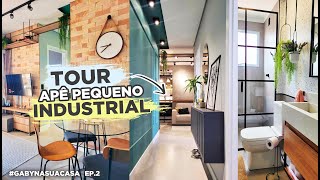 TOUR APARTAMENTO DE 50M2 ESTILO INDUSTRIAL E COM MUITA COR  GABYNASUACASA [upl. by Enelav943]