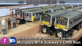 Munipals MTA Hunters Point Avenue Subway amp LIRR Run With R62 R188 R33WF M7 Trainman6000 [upl. by Otha]