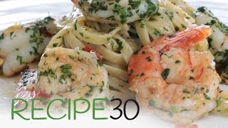 Garlic Linguine Pasta with Shrimp or Prawns [upl. by Anhpad]