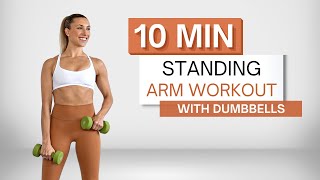 10 min STANDING ARM WORKOUT  With Dumbbells  Biceps Triceps and Shoulders  Zero Pushups [upl. by Toille699]