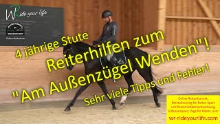 F172 Junge Pferde am Außenzügel reiten lernen Reiterhilfen Anlehnung Galopp richtig reiten lernen [upl. by Nnorahs]