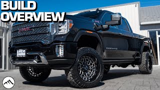 BUILD OVERVIEW Lifted GMC Sierra 2500  3 Inch Rough Country Lift Kit  22x12 Hostile Reaper Wheel [upl. by Zimmermann772]