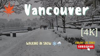 4K Walking in Snow 🌨️❄️ Yaletown Downtown Vancouver BC 17 Jan 2024 false creek [upl. by Burlie]