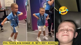 😂 Phil Foden Son Ronnie El Wey Best Moments During Champions League Celebrations [upl. by Arabella]