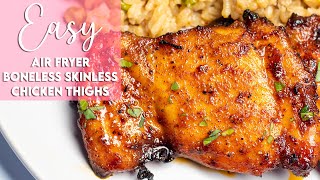 Easy Air Fryer Boneless Skinless Chicken Thighs Recipe  Munchy Goddess [upl. by Woodward646]