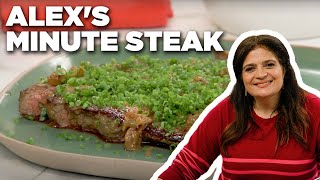 Alex Guarnaschellis Minute Steak with Quickie Cognac Sauce  Food Network [upl. by Oirretna]