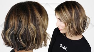 How To Style A Blunt Bob  Undone Textured Waves  Short Hair [upl. by Dian]