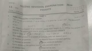 11th PhysicsSecond Revision exam 2024Question paper and answer key [upl. by Gae]