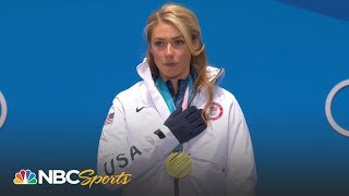 2018 Winter Olympics Mikaela Shiffrin gets giant slalom gold at medal ceremony  NBC Sports [upl. by Saum]