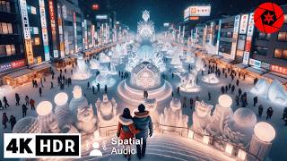 Exploring Japan’s Largest Snow Festival Night Walk  4K HDR [upl. by Ronnie282]