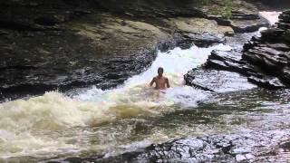 Ohiopyle Meadow Run Natural Water Slide High Water [upl. by Tegan]