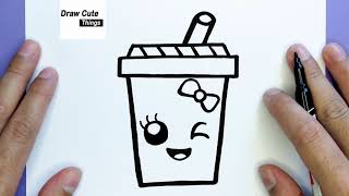 HOW TO DRAW A CUTE DRINK STEP BY STEP SIMPLE EASY AND KAWAII DRAW CUTE THINGS [upl. by Noremak]