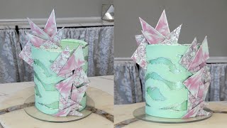 NEW Glittery Wave Fault Line Cake  Cake Decorating Tutorial  Geometric Marbled Fondant Decorations [upl. by Charlton]