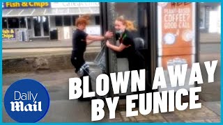 Eunice Storms high winds blow away locals in Cornwall [upl. by Tfat]