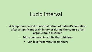 Lucid interval definition examples  talk and die syndrome [upl. by Dercy]