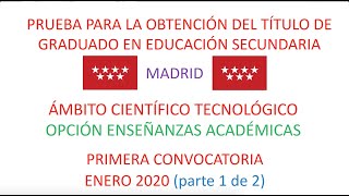 Examen resuelto 1 de 2 Ámbito científico Enseñanzas ACADÉMICAS Graduado ESO Marzo 2020 Madrid [upl. by Nosyerg]