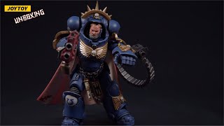 JOYTOY PRIMARIS CAPTAIN IN GRAVIS ARMOUR WARHAMMER 40K ULTRAMARINES 118 figure unboxing JT2177 [upl. by Elfont]