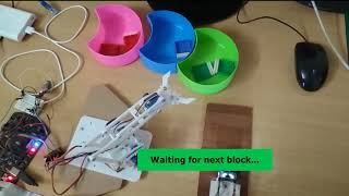 MeArm 2 Coloured Block Sorting using Arduino and TCS3200 Colour Sensor [upl. by Fisa]