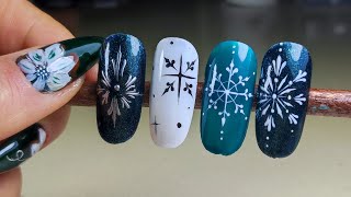 Snowflake nail art design compilation  How to do snowflake nail art [upl. by Inaboy383]